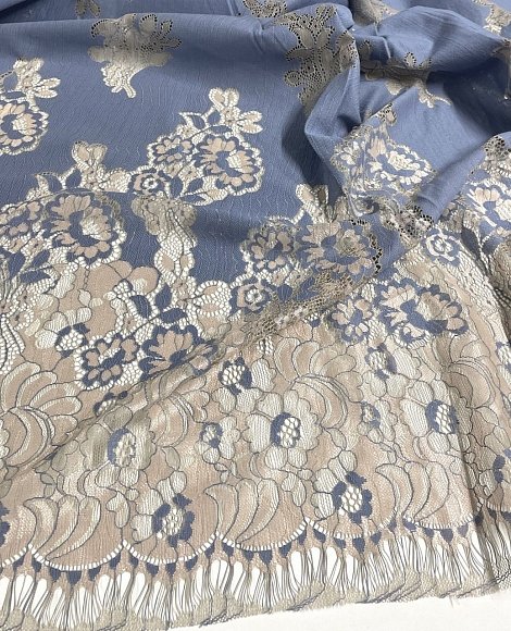 Кружево СКИДКА купон голуб\беж